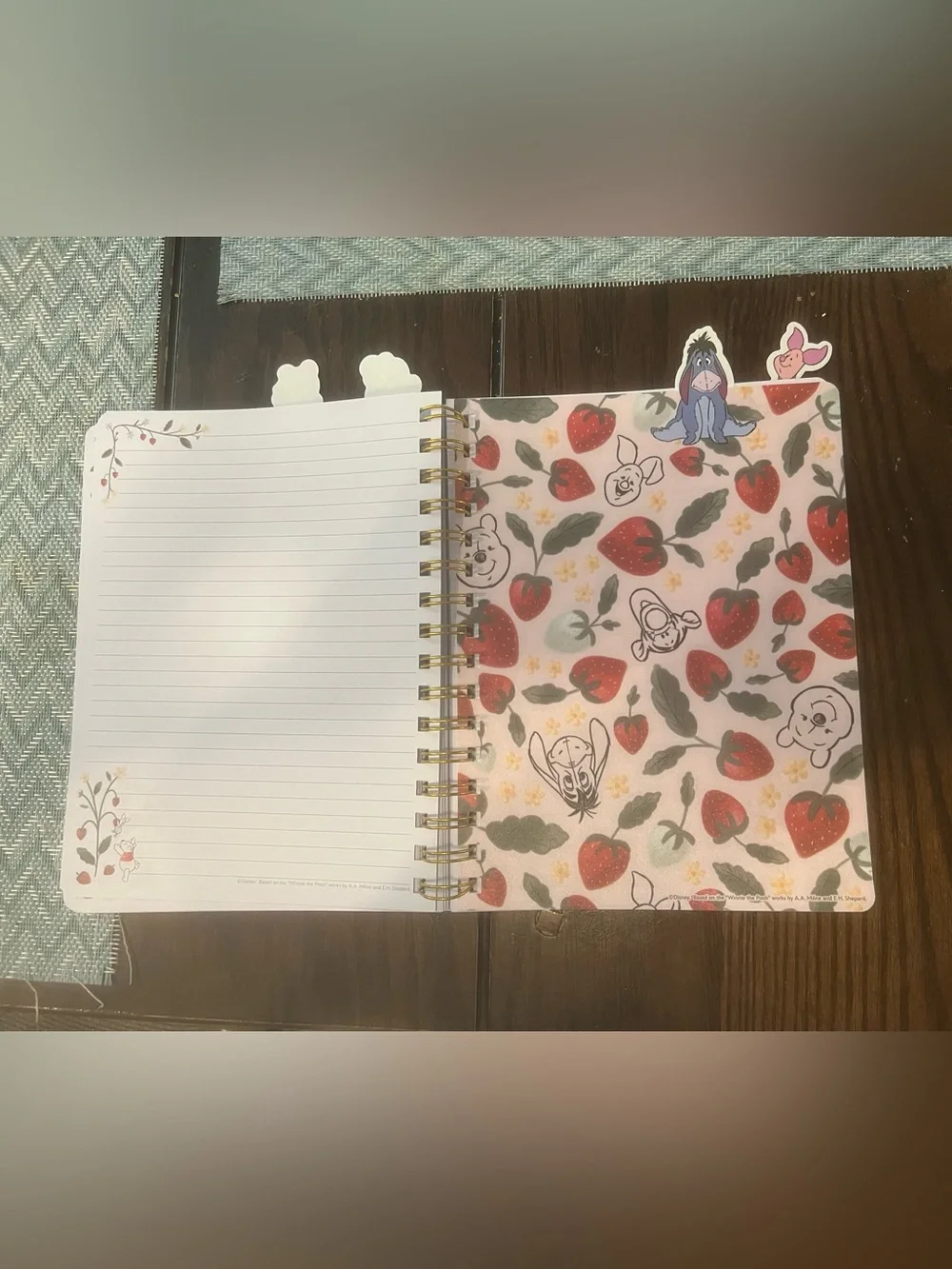 Disney Winnie the Pooh with Strawberries Spiral Tabbed Journal